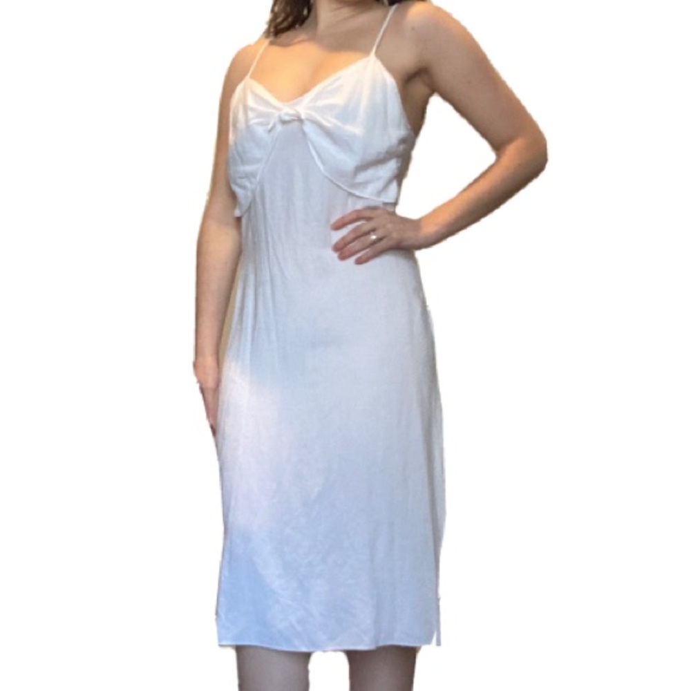 Naked Princess Bridal Ivory White Slip Midi Dress Tie Twist Bride Old Money S